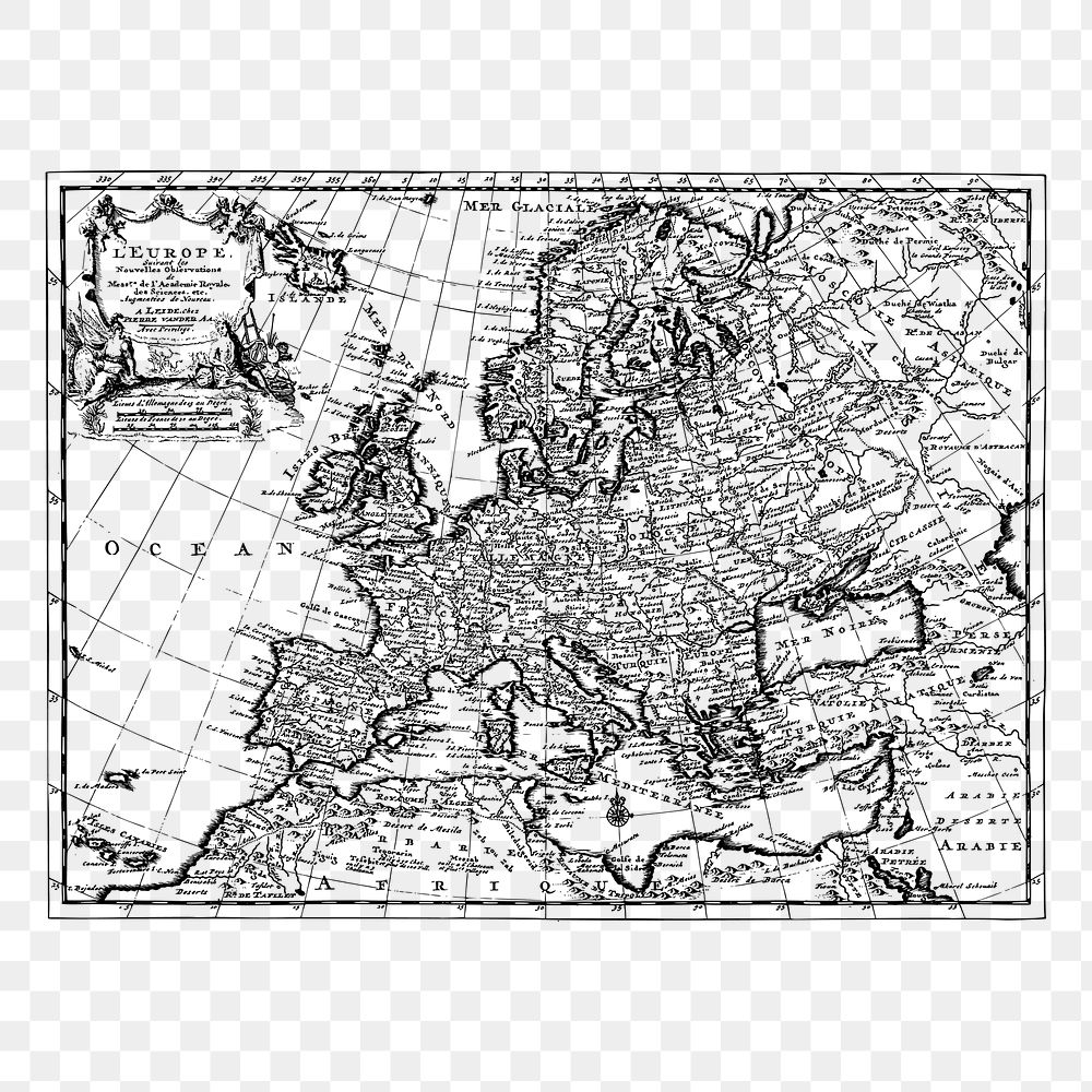 Europe map png sticker illustration, transparent background. Free public domain CC0 image.
