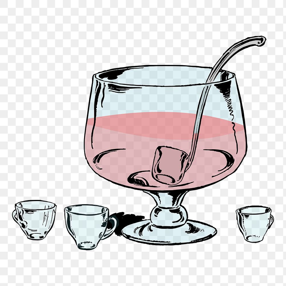 Punch bowl png sticker illustration, transparent background. 