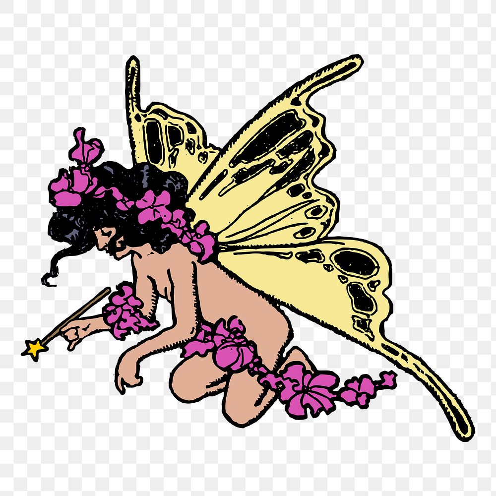 Butterfly fairy png sticker illustration, transparent background. Free public domain CC0 image.