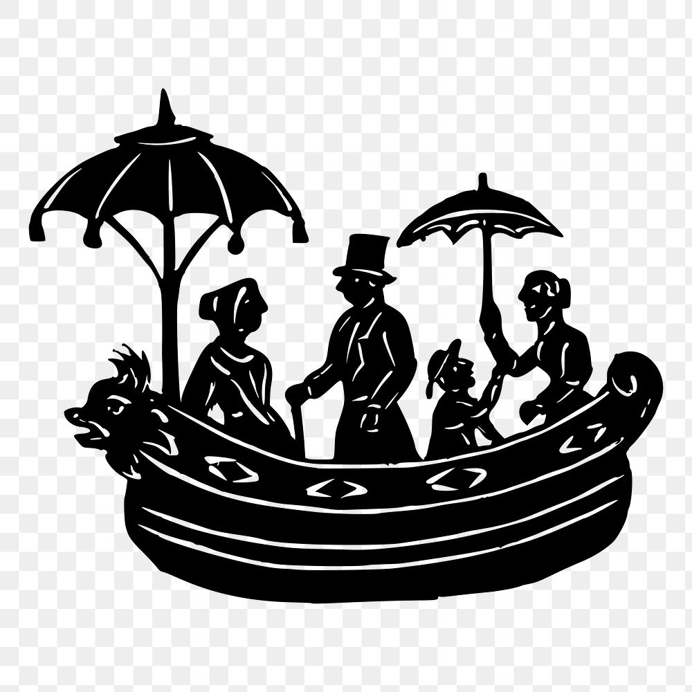 People on boat png sticker illustration, transparent background. 