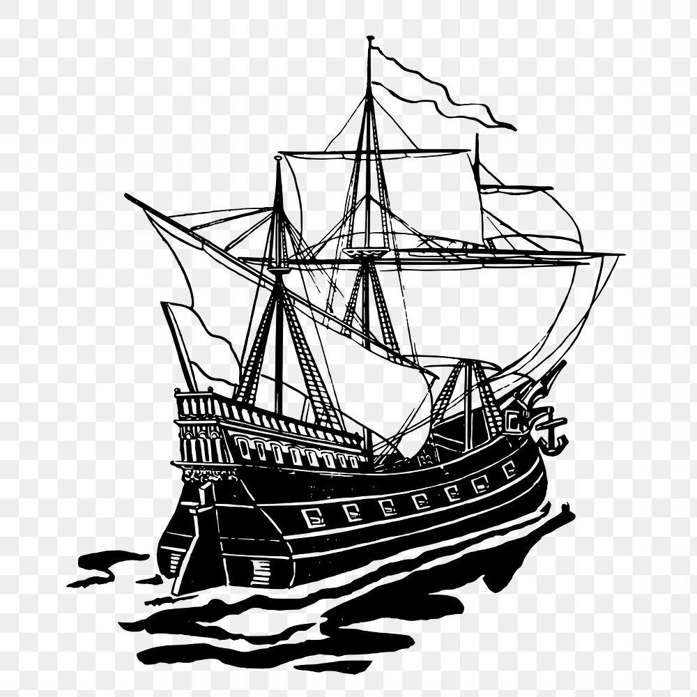 Jamestown ships png sticker illustration, transparent background. Free public domain CC0 image.