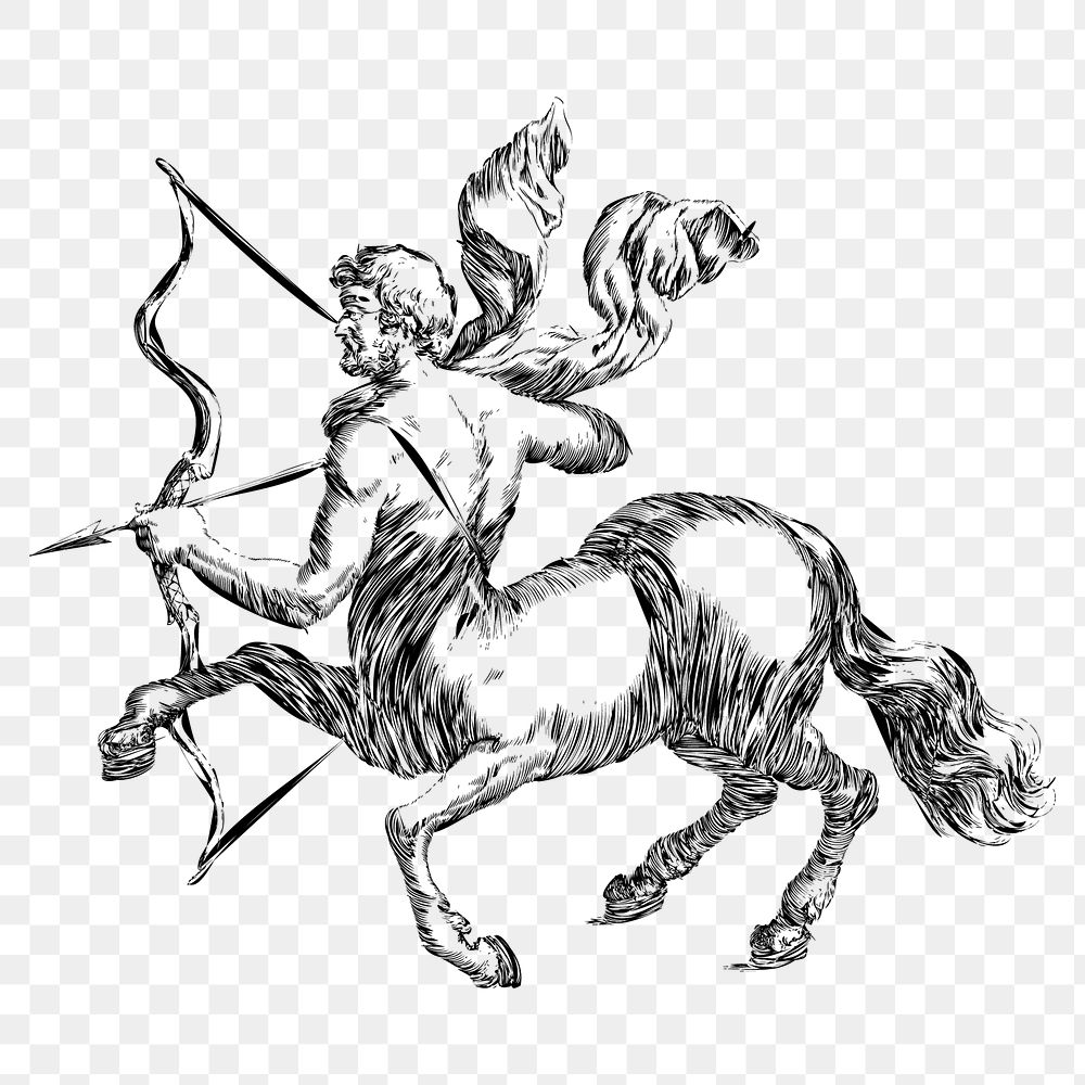 Centaur png sticker illustration, transparent background. Free public domain CC0 image.