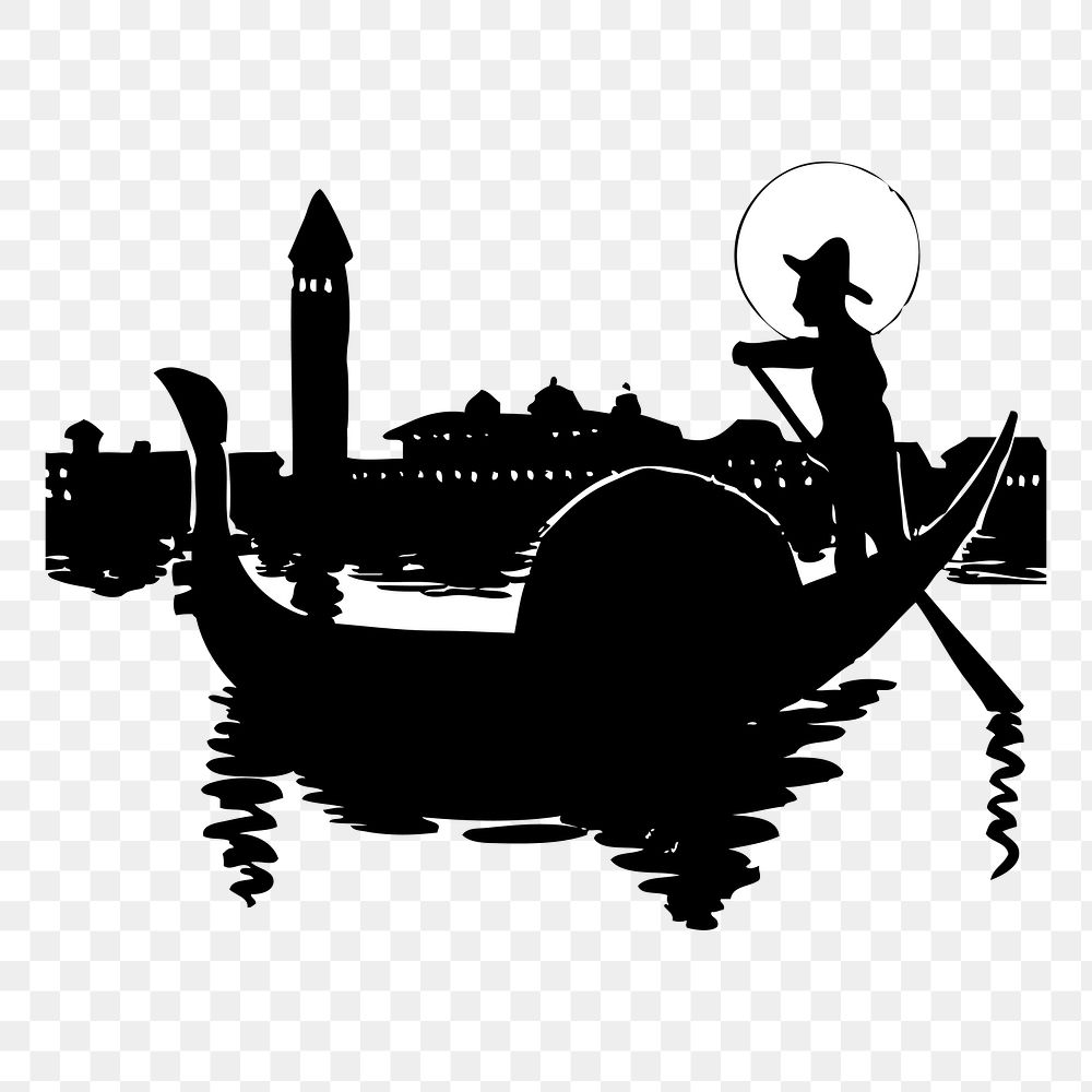 Venice silhouette png sticker illustration, transparent background. Free public domain CC0 image.