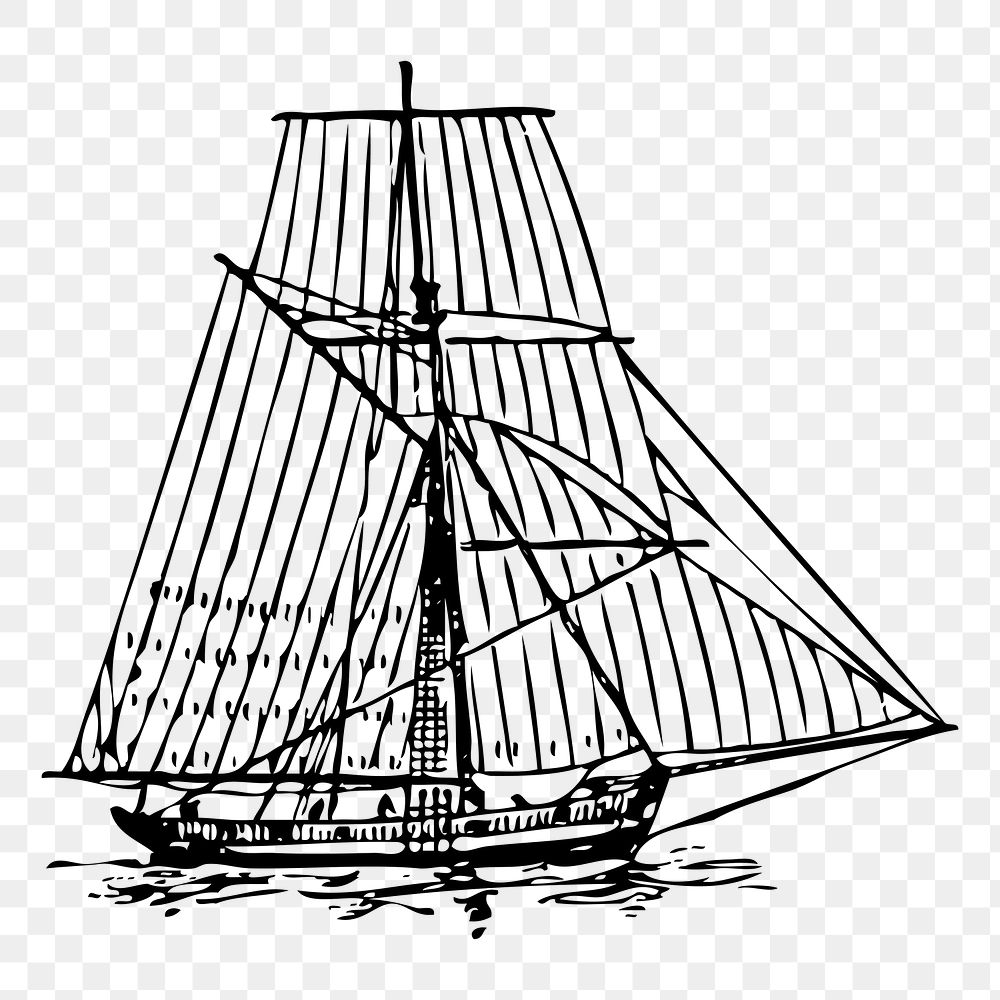 Sail ship png sticker illustration, transparent background. Free public domain CC0 image.