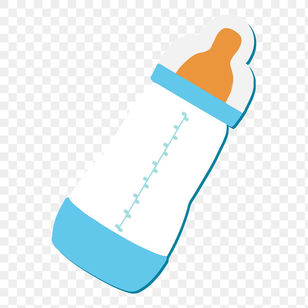 Baby bottle png sticker, care equipment illustration, transparent background. Free public domain CC0 image