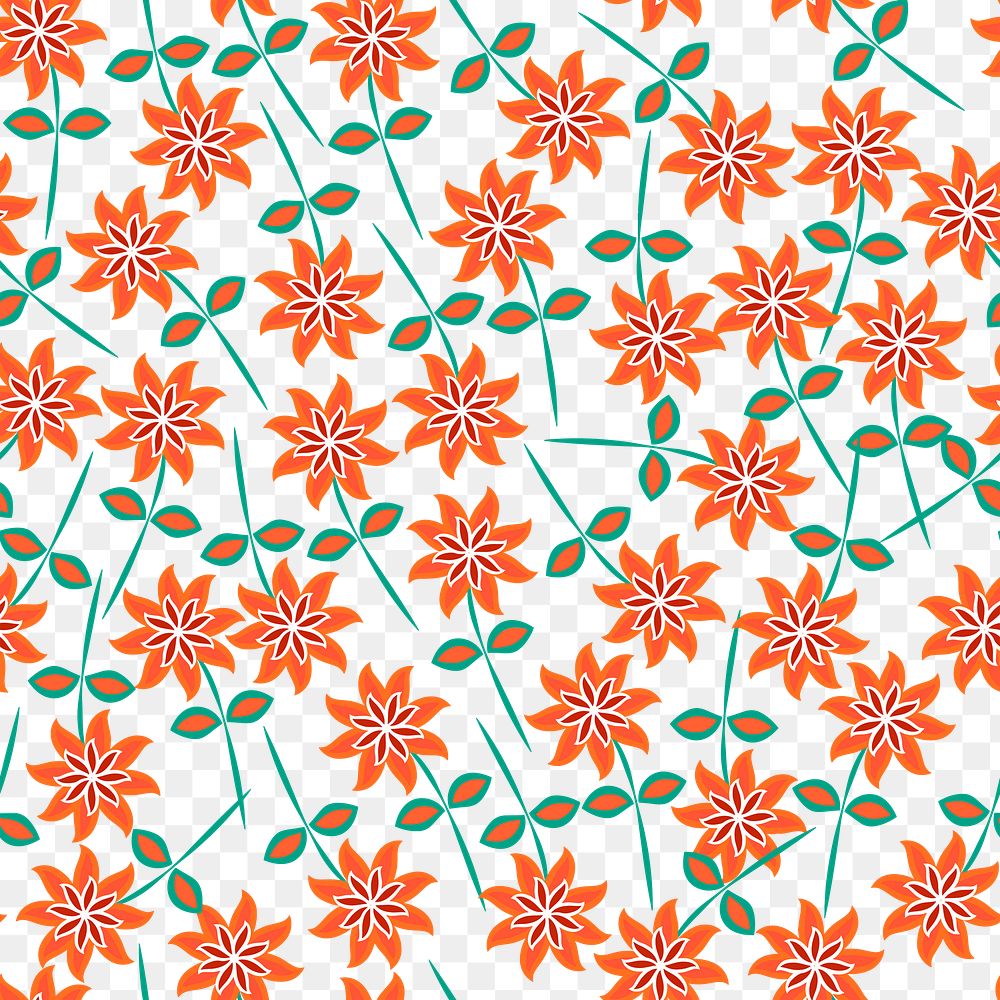 Flower pattern png sticker, Spring illustration, transparent background. Free public domain CC0 image