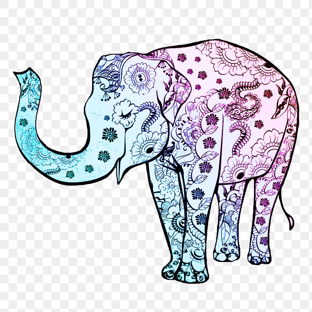 Mandala elephant png sticker, animal illustration, transparent background. Free public domain CC0 image