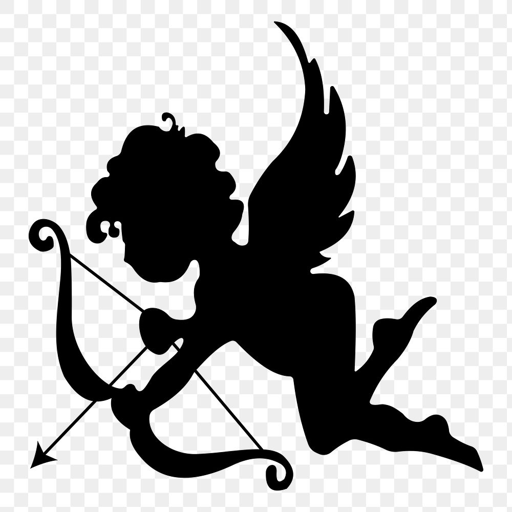 Cupid silhouette png sticker, Valentine's day illustration, transparent background. Free public domain CC0 image