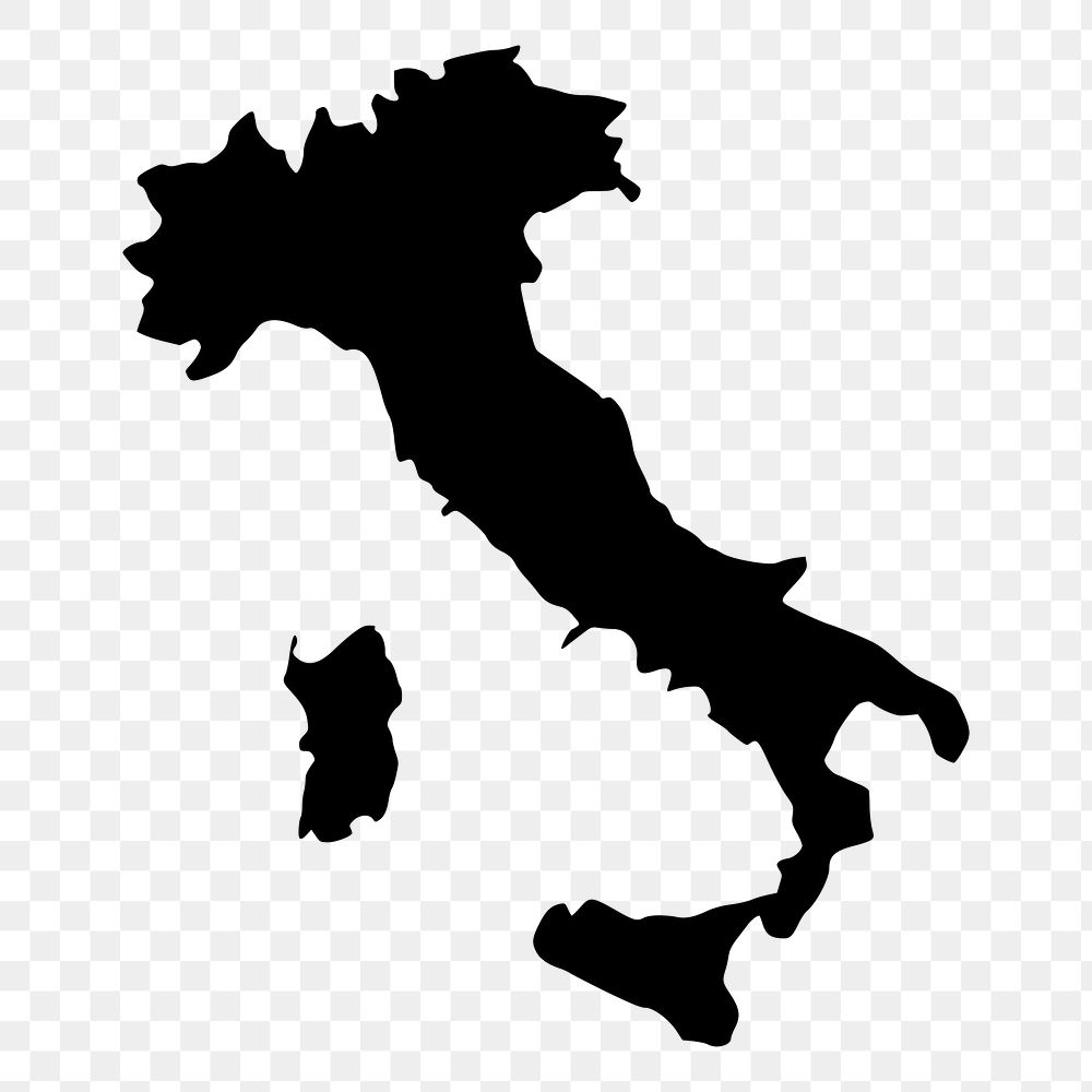 Italy map png sticker illustration, transparent background. Free public domain CC0 image.