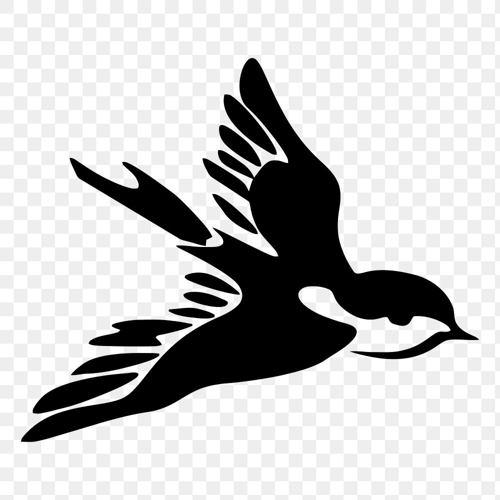Bird silhouette png sticker, animal illustration, transparent background. Free public domain CC0 image