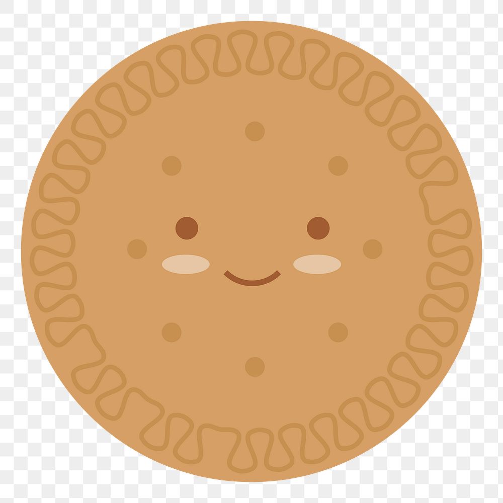 Smiling cookie png sticker, food illustration, transparent background. Free public domain CC0 image