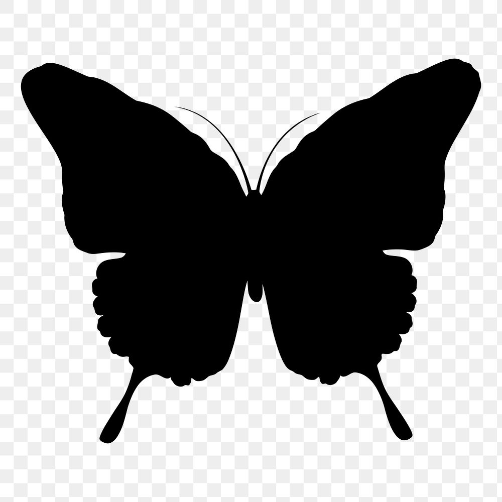 Butterfly silhouette png sticker, animal illustration, transparent background. Free public domain CC0 image