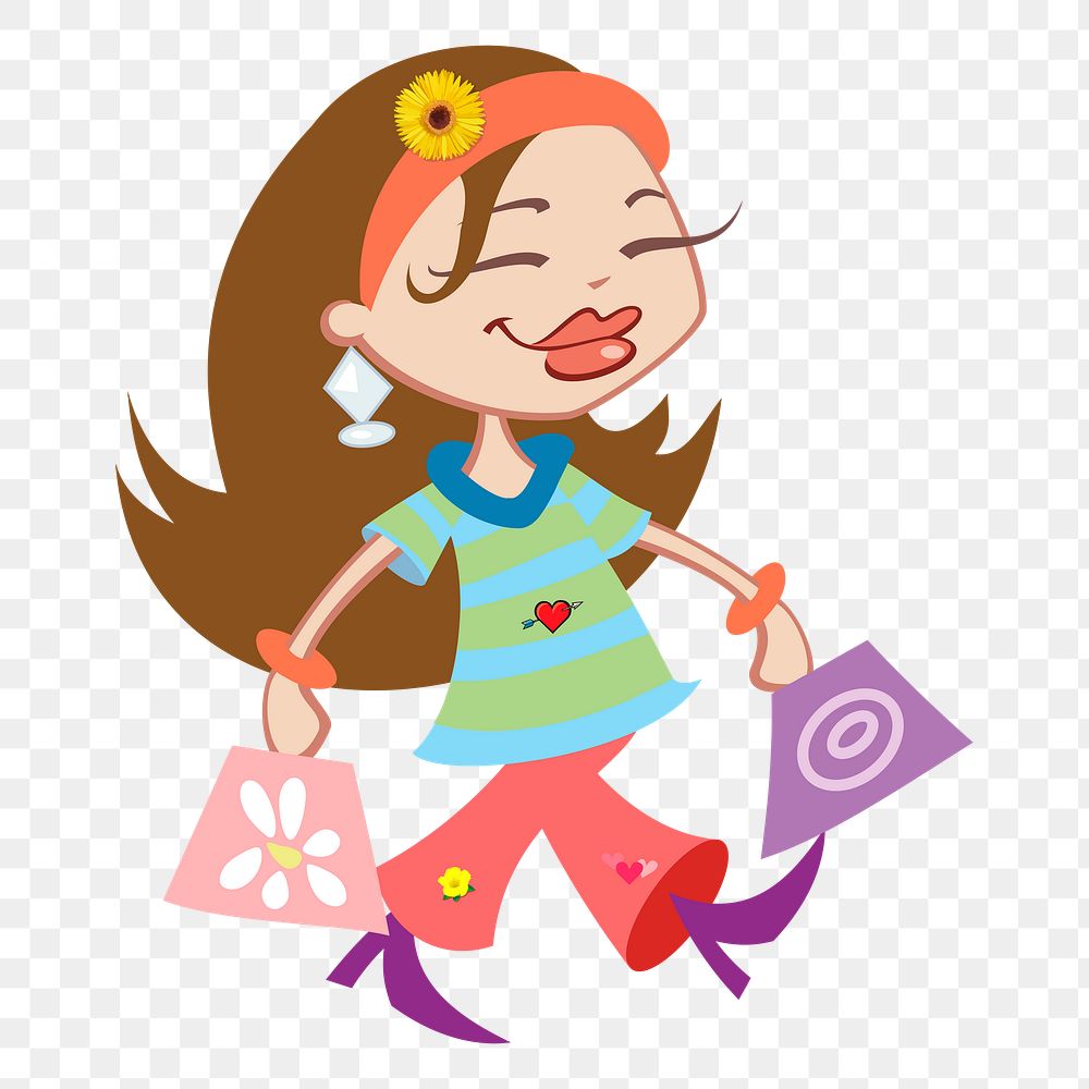 Shopping woman png sticker, transparent background. Free public domain CC0 image