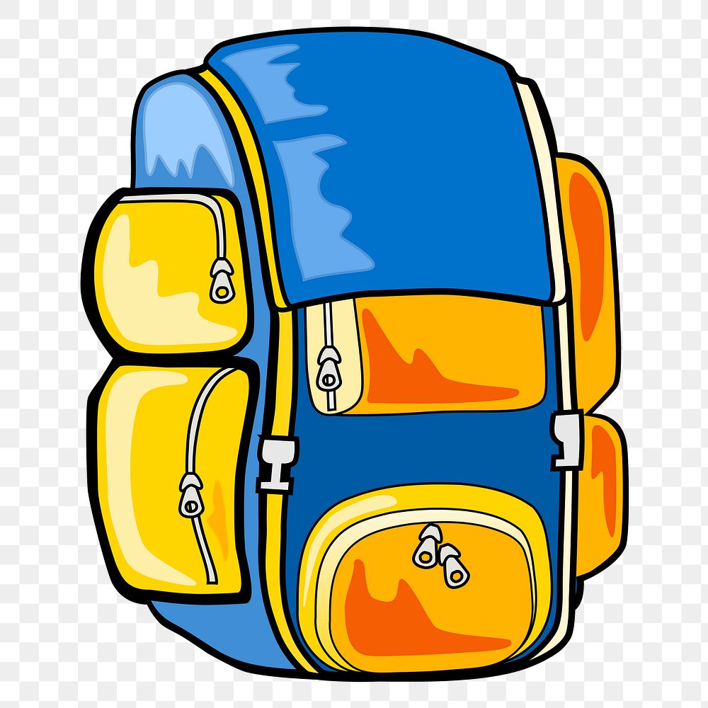 Blue backpack png sticker, transparent background. Free public domain CC0 image.