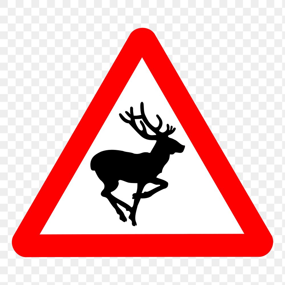 Png deer crossing sign sticker, transparent background. Free public domain CC0 image.