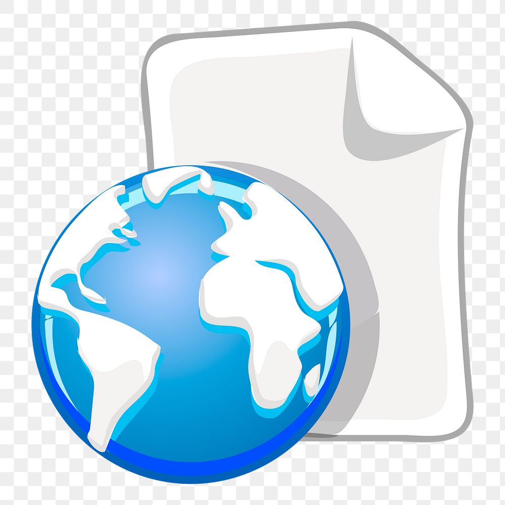 Png globe document icon sticker, transparent background. Free public domain CC0 image.
