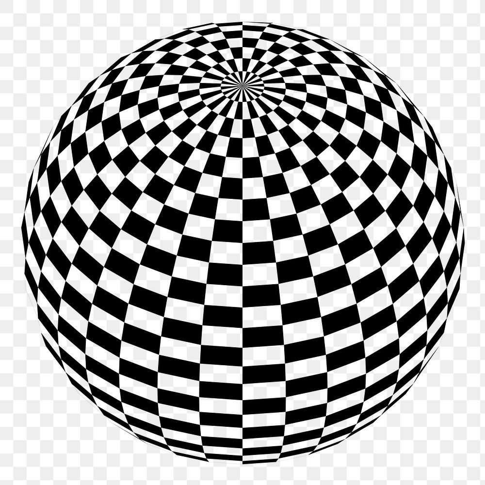 Checkered sphere png sticker, transparent background. Free public domain CC0 image.