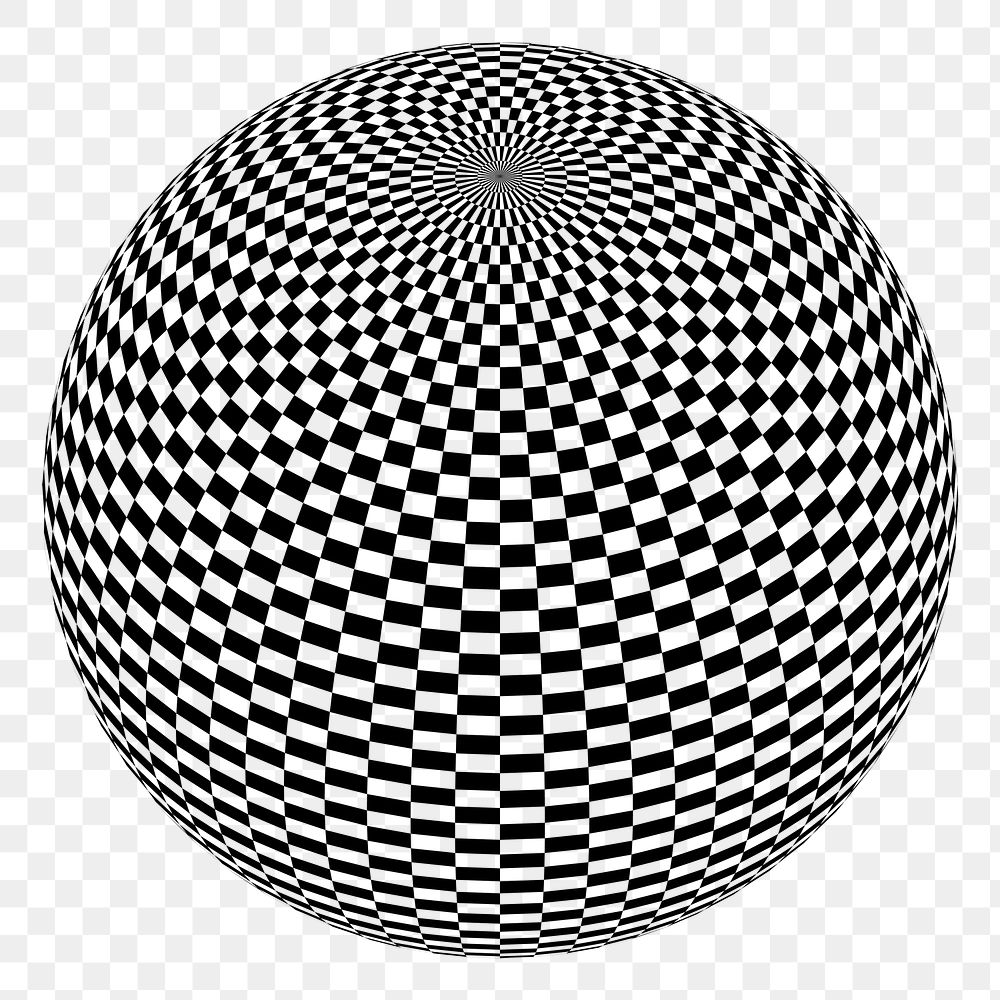Checkered sphere png sticker, transparent background. Free public domain CC0 image.