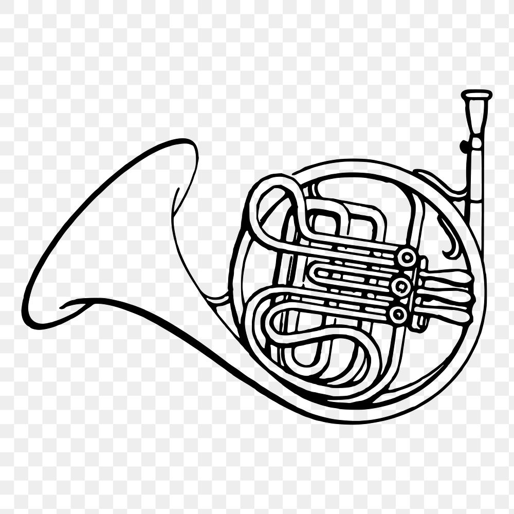 French horn png sticker, transparent background. Free public domain CC0 image.