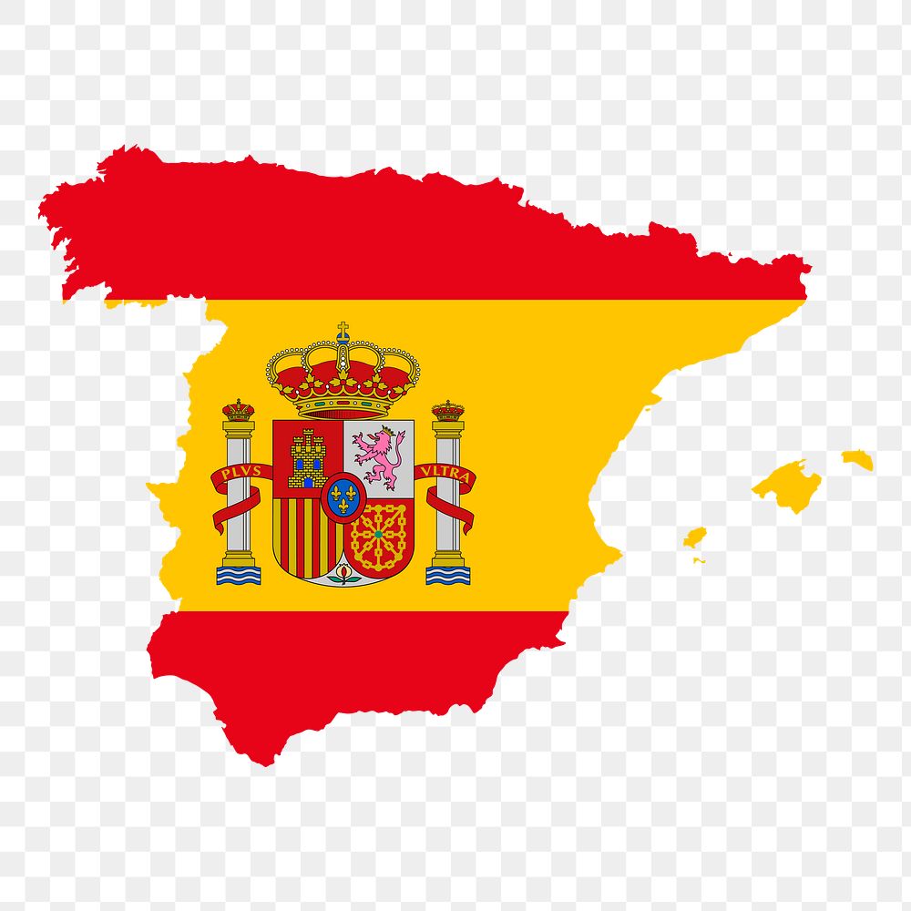 Png Spain flag map sticker, transparent background. Free public domain CC0 image.