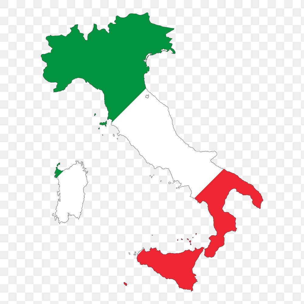 Png Italy flag map sticker, transparent background. Free public domain CC0 image.