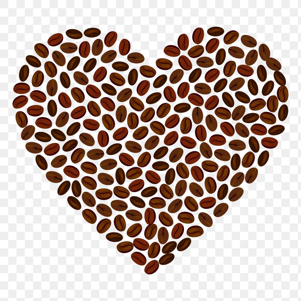 Png heart coffee beans  sticker, transparent background. Free public domain CC0 image.