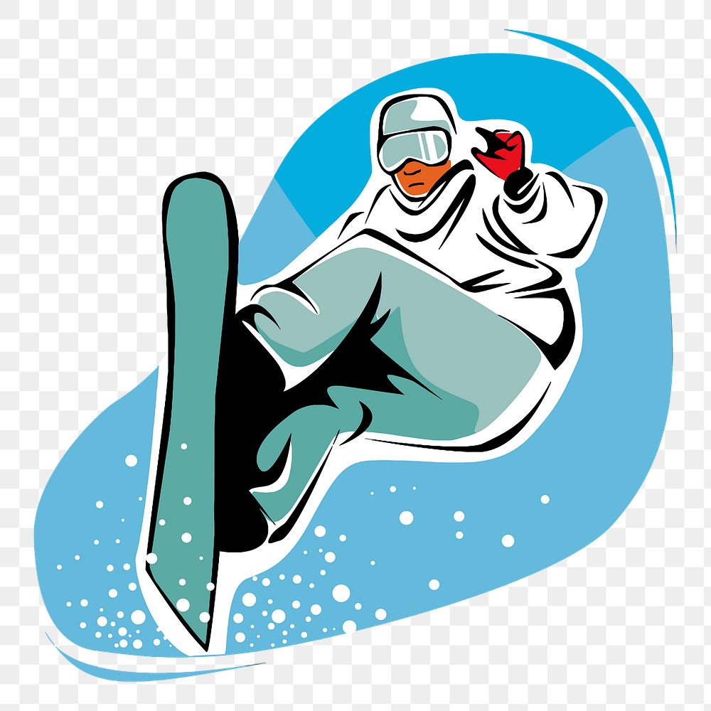 Snowboarding  png sticker, transparent background. Free public domain CC0 image.