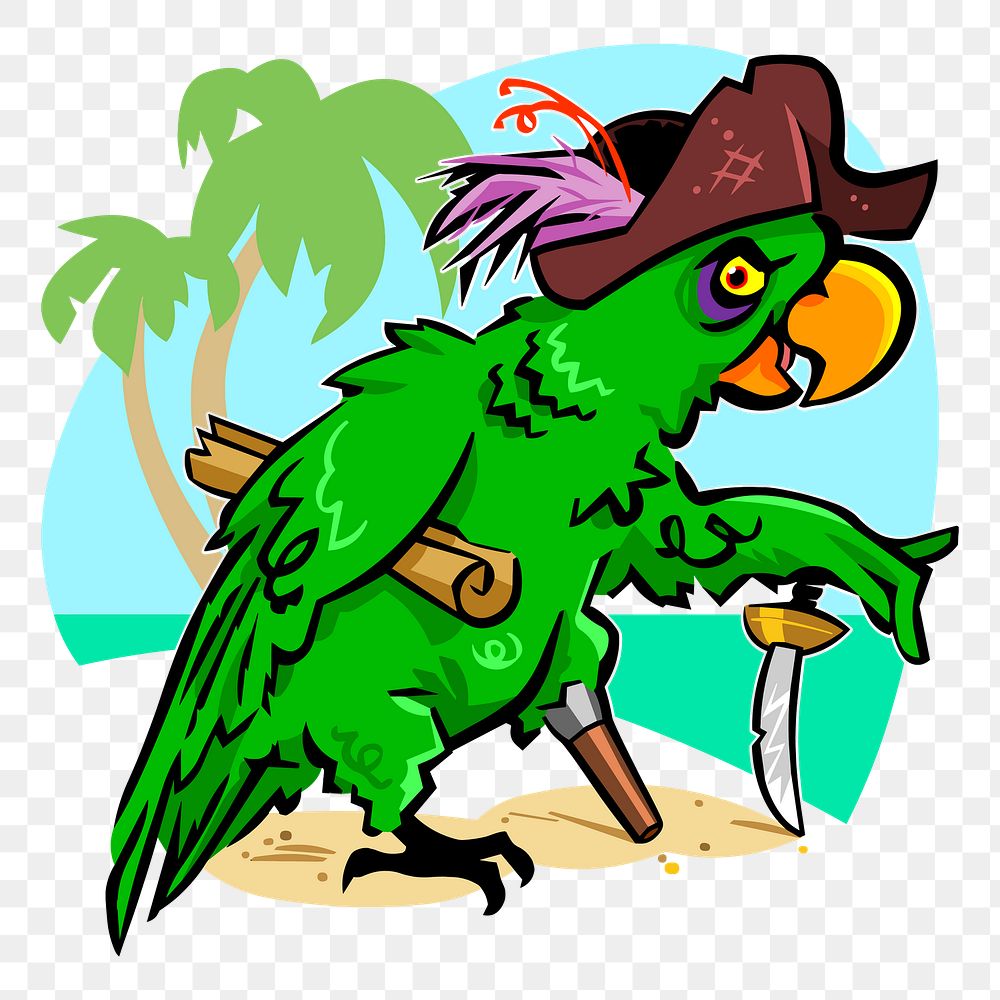 Pirate parrot png sticker, transparent background. Free public domain CC0 image.