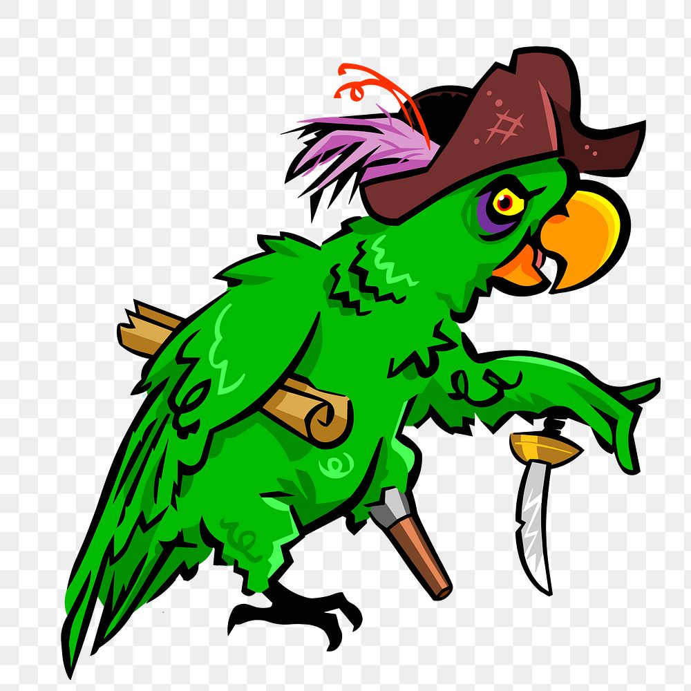 Pirate parrot png sticker, transparent background. Free public domain CC0 image.