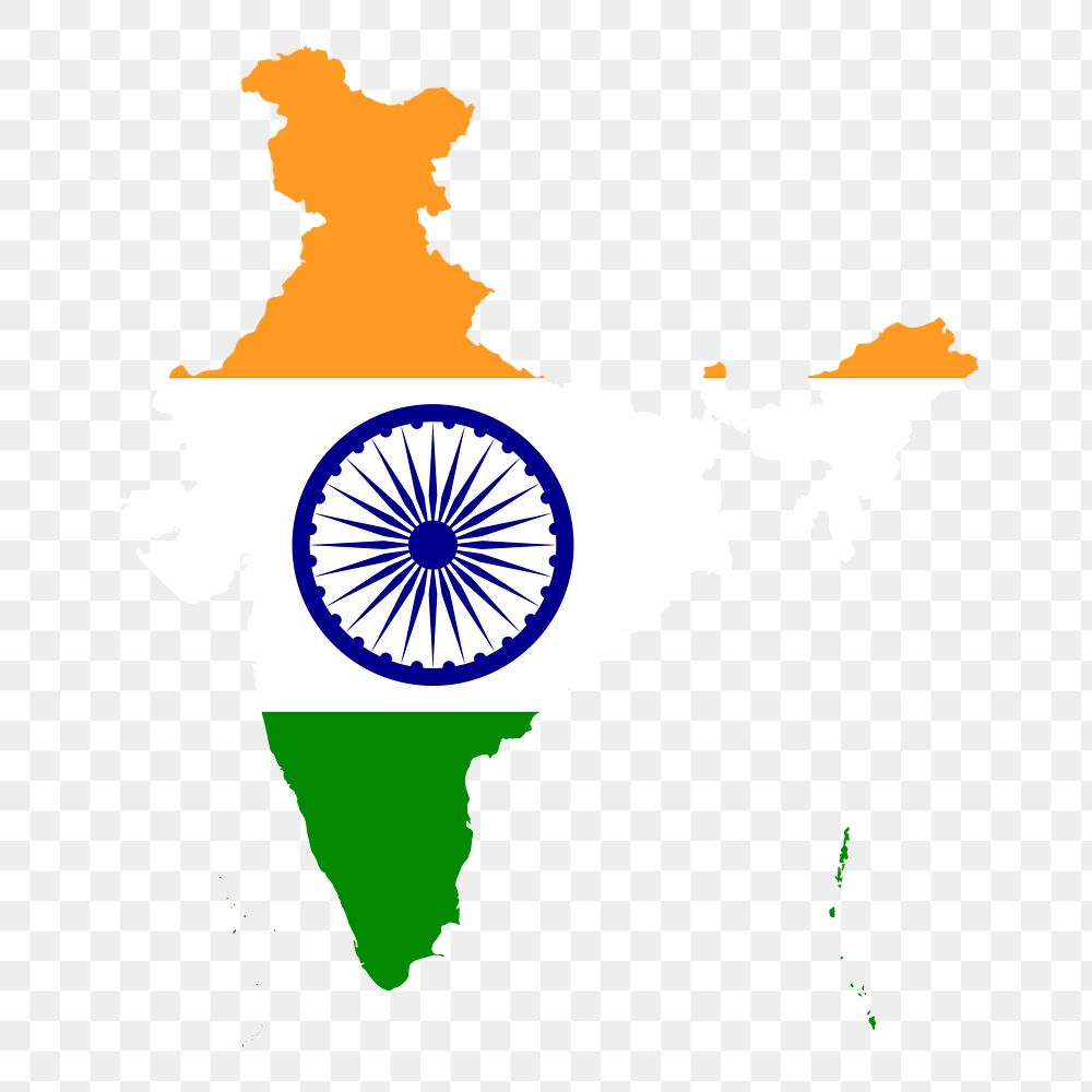 Png India flag map sticker, transparent background. Free public domain CC0 image.