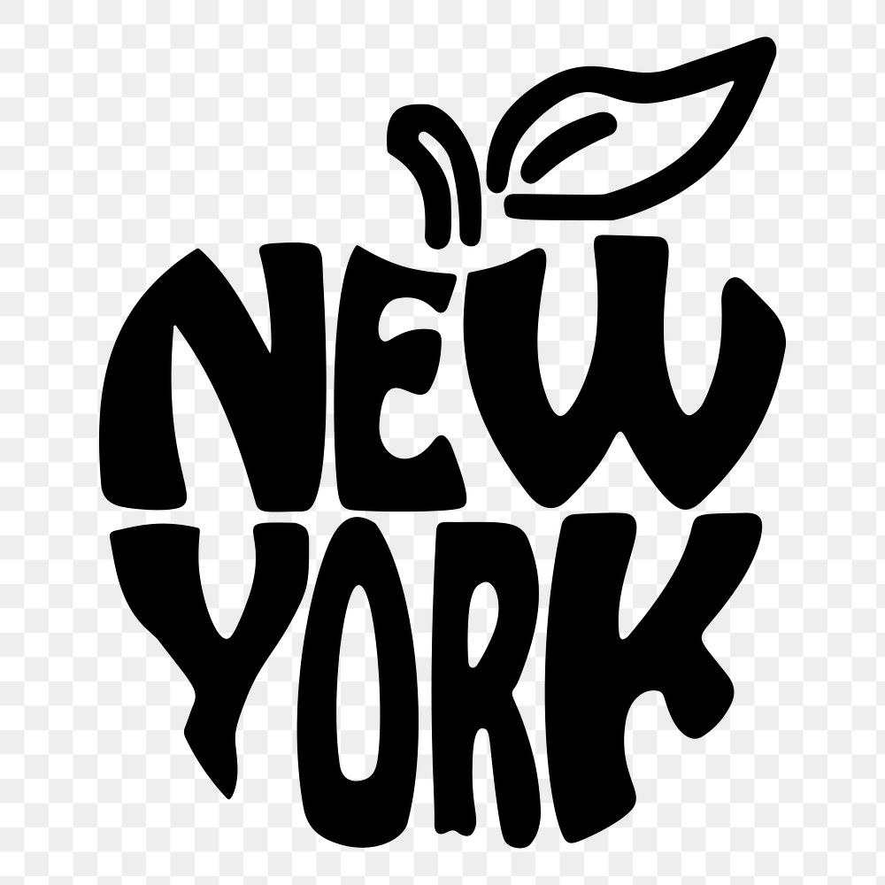 New York typography png sticker, apple transparent background. Free public domain CC0 image.