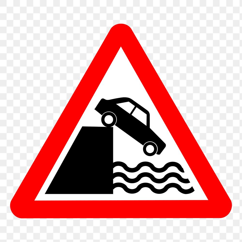 Cliff warning sign png sticker, traffic illustration, transparent background. Free public domain CC0 image