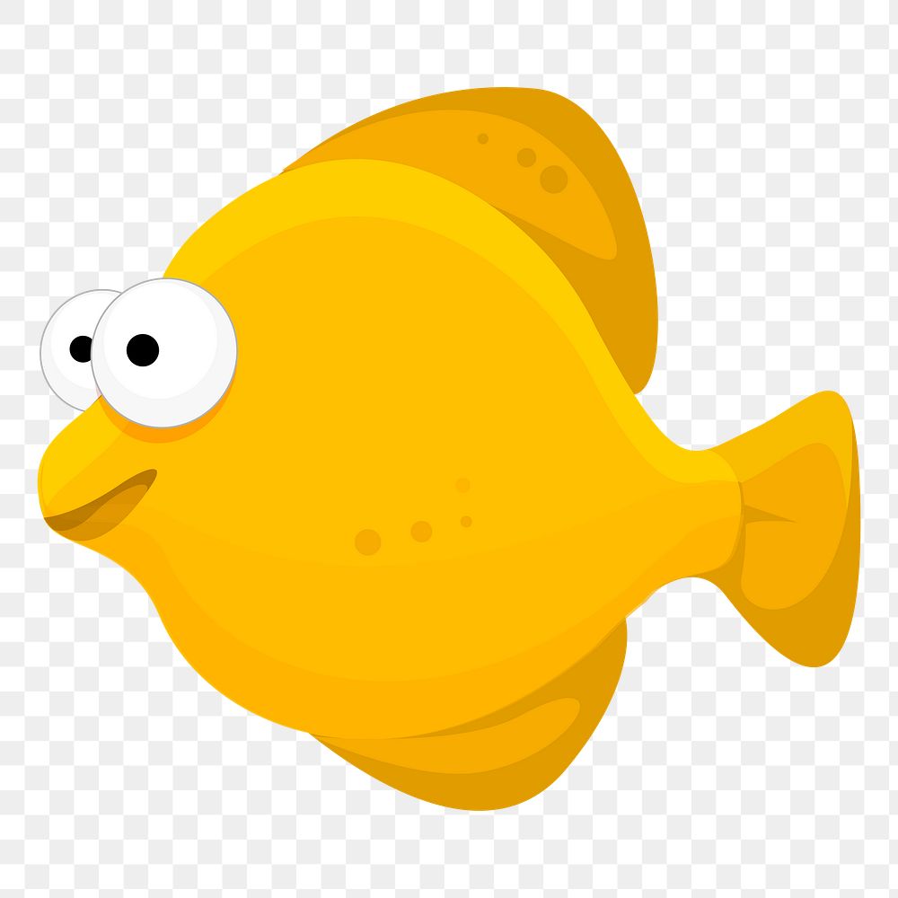 Yellow fish png sticker, animal illustration, transparent background. Free public domain CC0 image