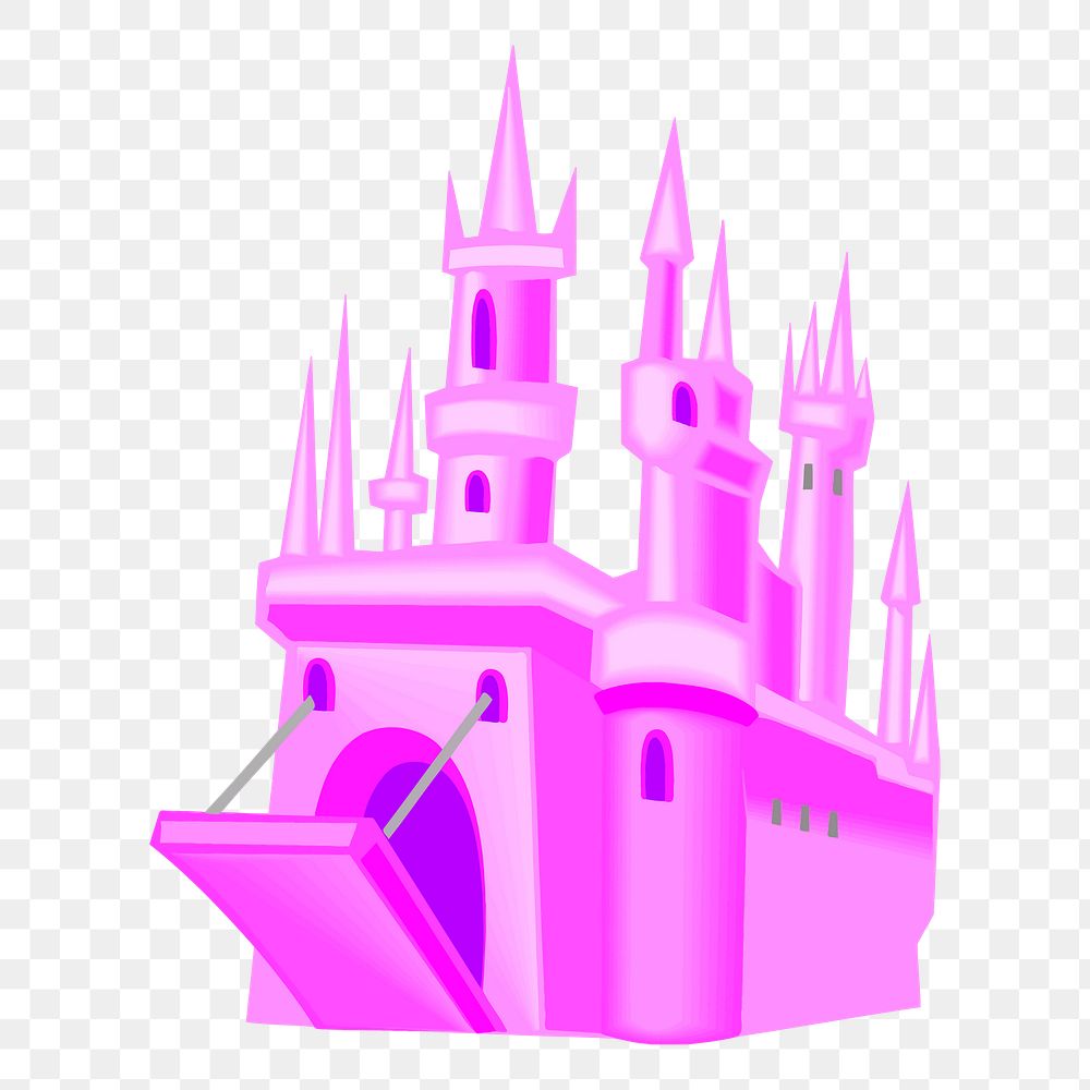 Castle png sticker, architecture illustration, transparent background. Free public domain CC0 image