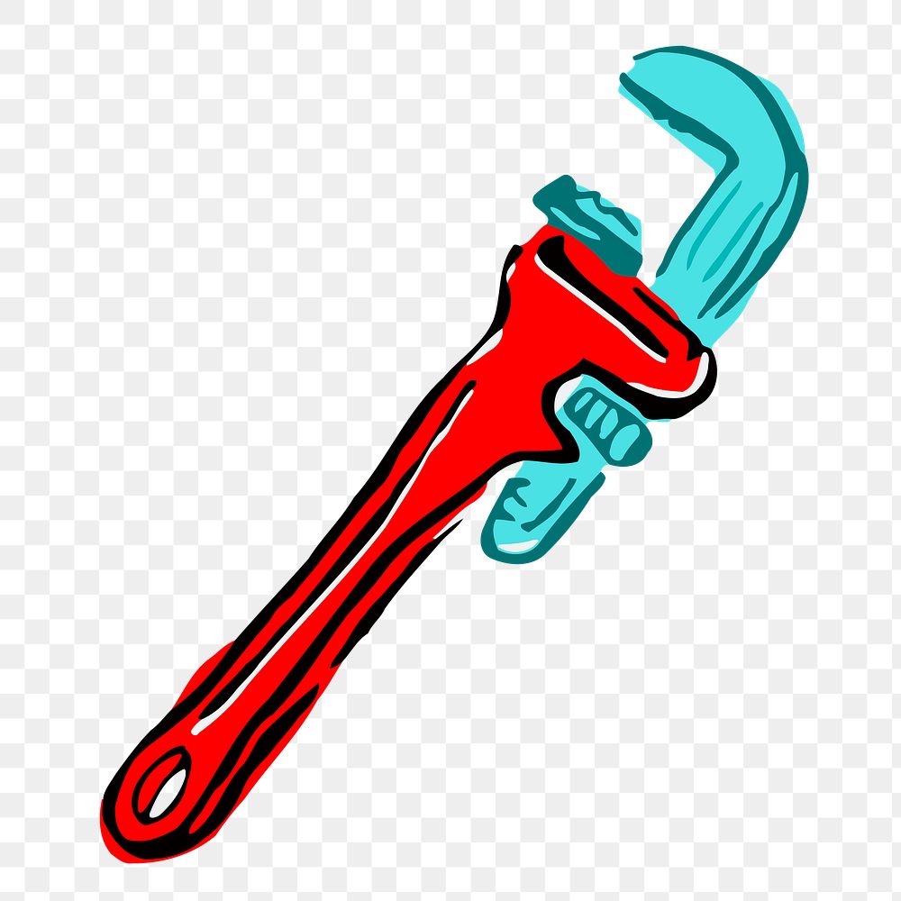 Pipe wrench png sticker illustration, transparent background. Free public domain CC0 image.