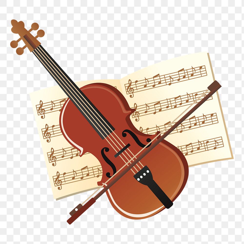 Violin png sticker, musical instrument illustration, transparent background. Free public domain CC0 image