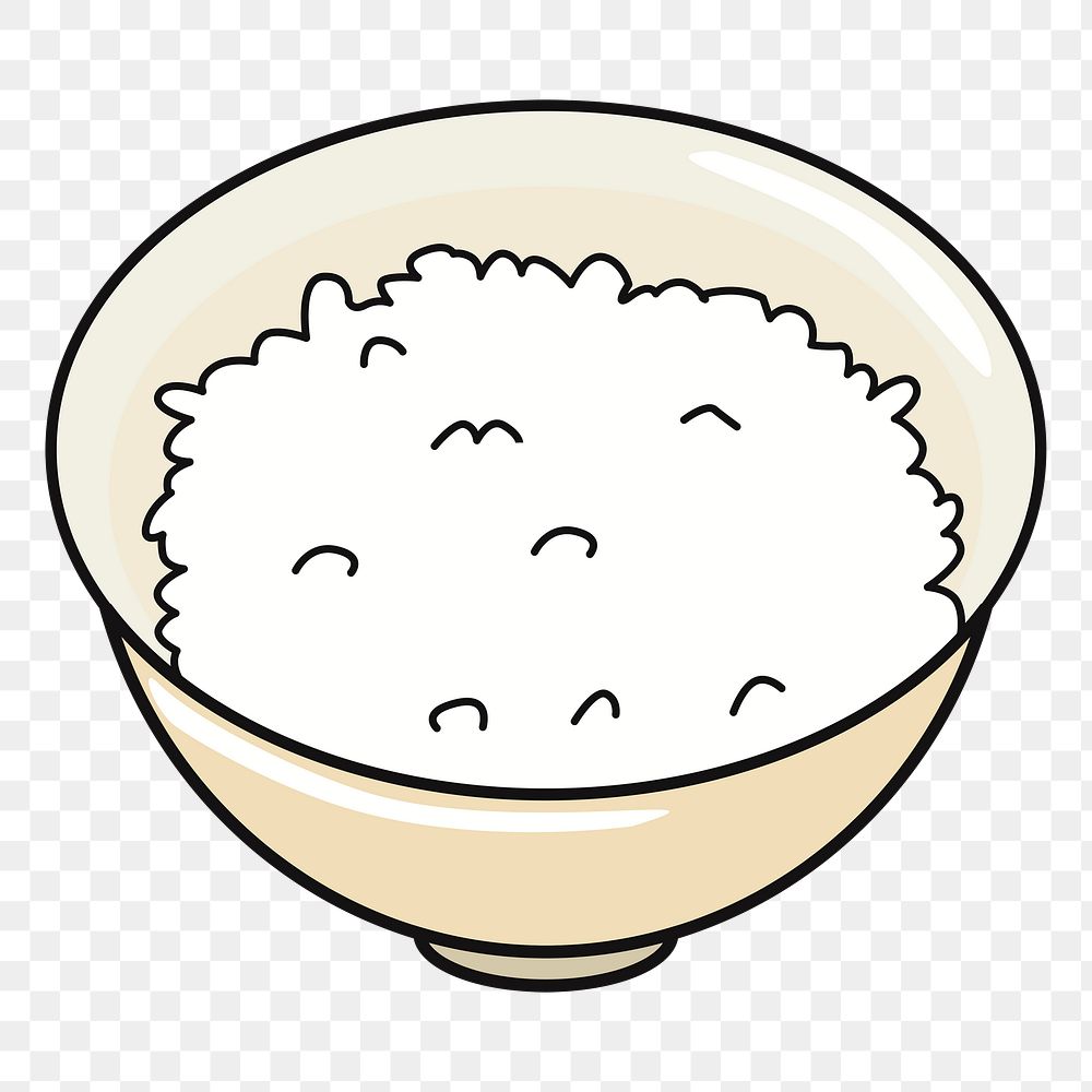 Rice bowl png sticker, Japanese food illustration, transparent background. Free public domain CC0 image
