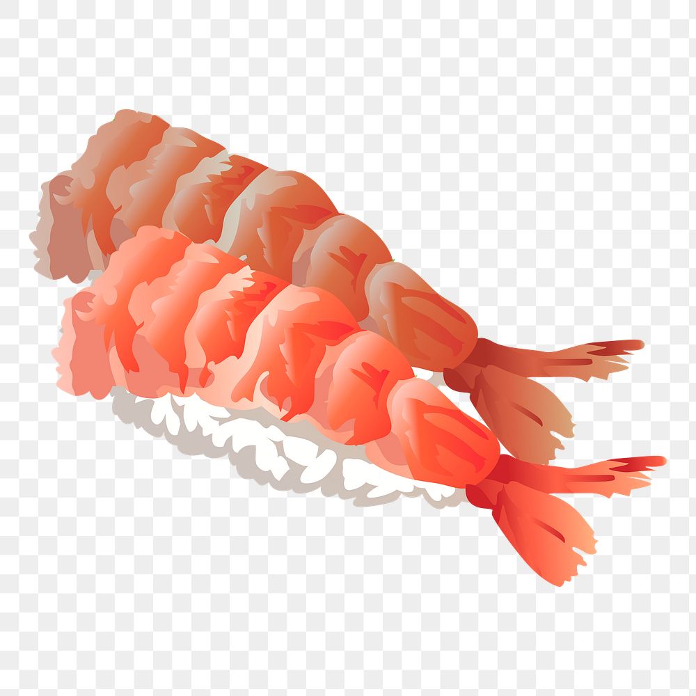 Shrimp sushi png sticker, Japanese food illustration, transparent background. Free public domain CC0 image