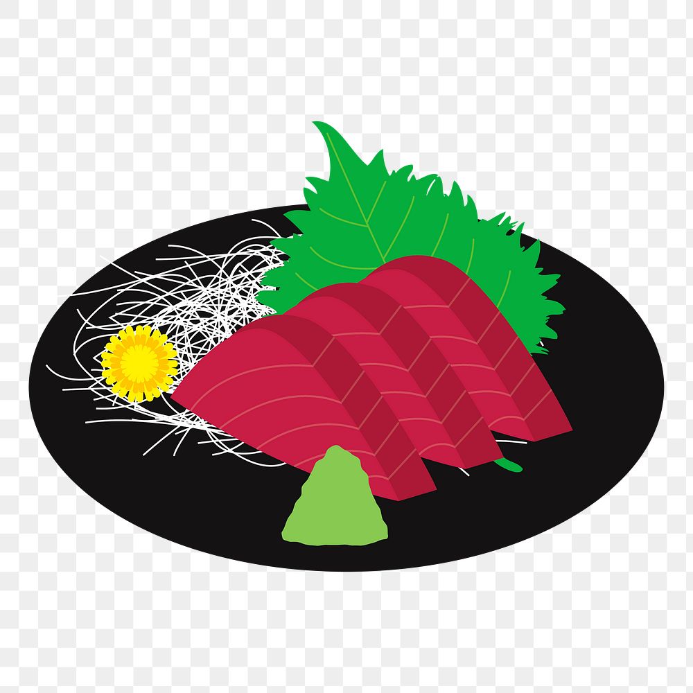 Tuna sashimi png sticker, Japanese food illustration, transparent background. Free public domain CC0 image