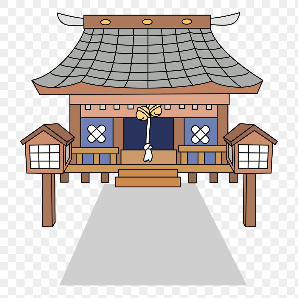 Japanese temple png sticker, architecture illustration, transparent background. Free public domain CC0 image