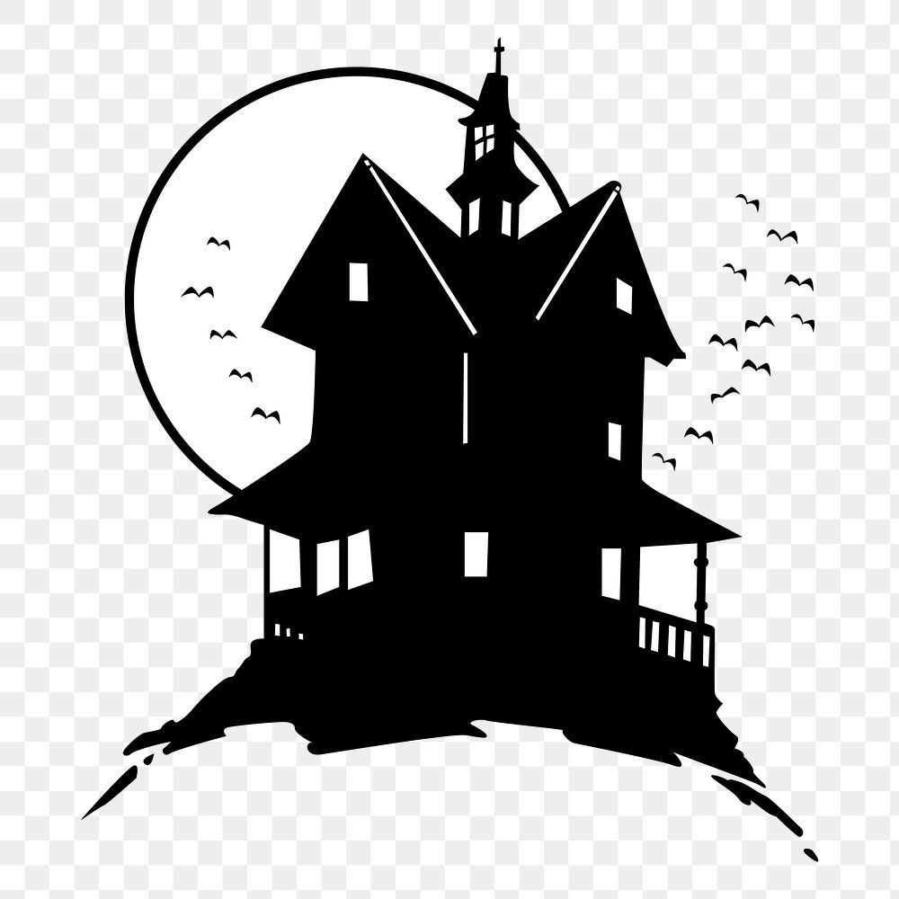 Haunted house png sticker, Halloween illustration, transparent background. Free public domain CC0 image