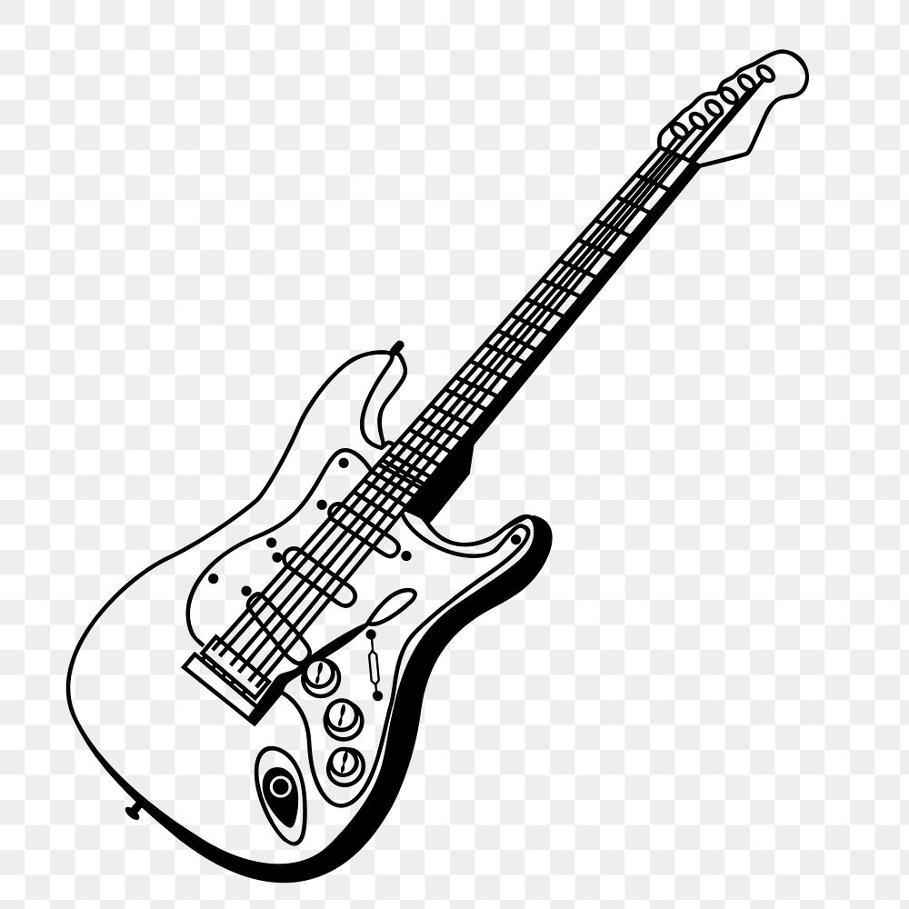 Electric guitar png sticker, musical instrument illustration, transparent background. Free public domain CC0 image