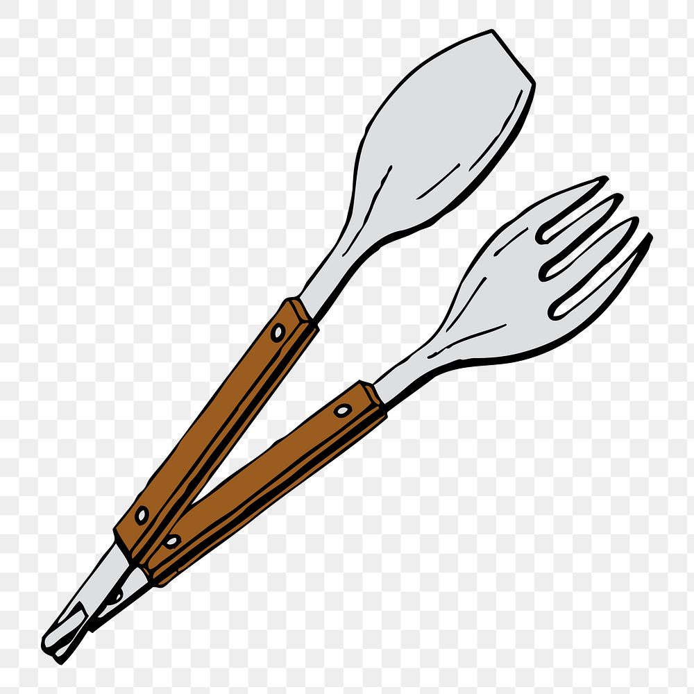 Tongs png sticker kitchenware illustration, transparent background. Free public domain CC0 image.