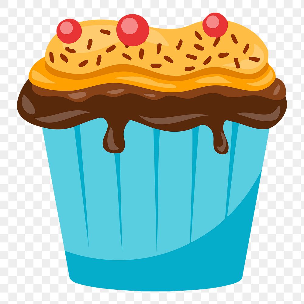 Cupcake png sticker dessert illustration, transparent background. Free public domain CC0 image.