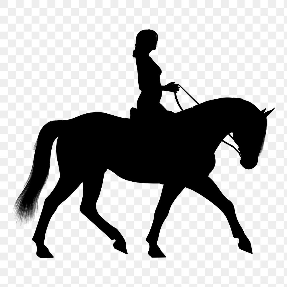 Horseback riding silhouette png sticker livestock illustration, transparent background. Free public domain CC0 image.