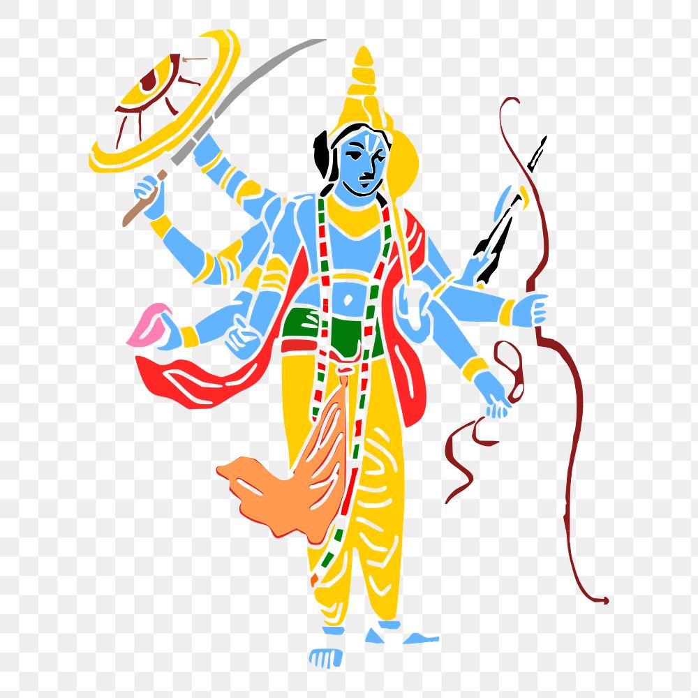 Lord Vishnu png sticker, Hinduism god illustration, transparent background. Free public domain CC0 image.