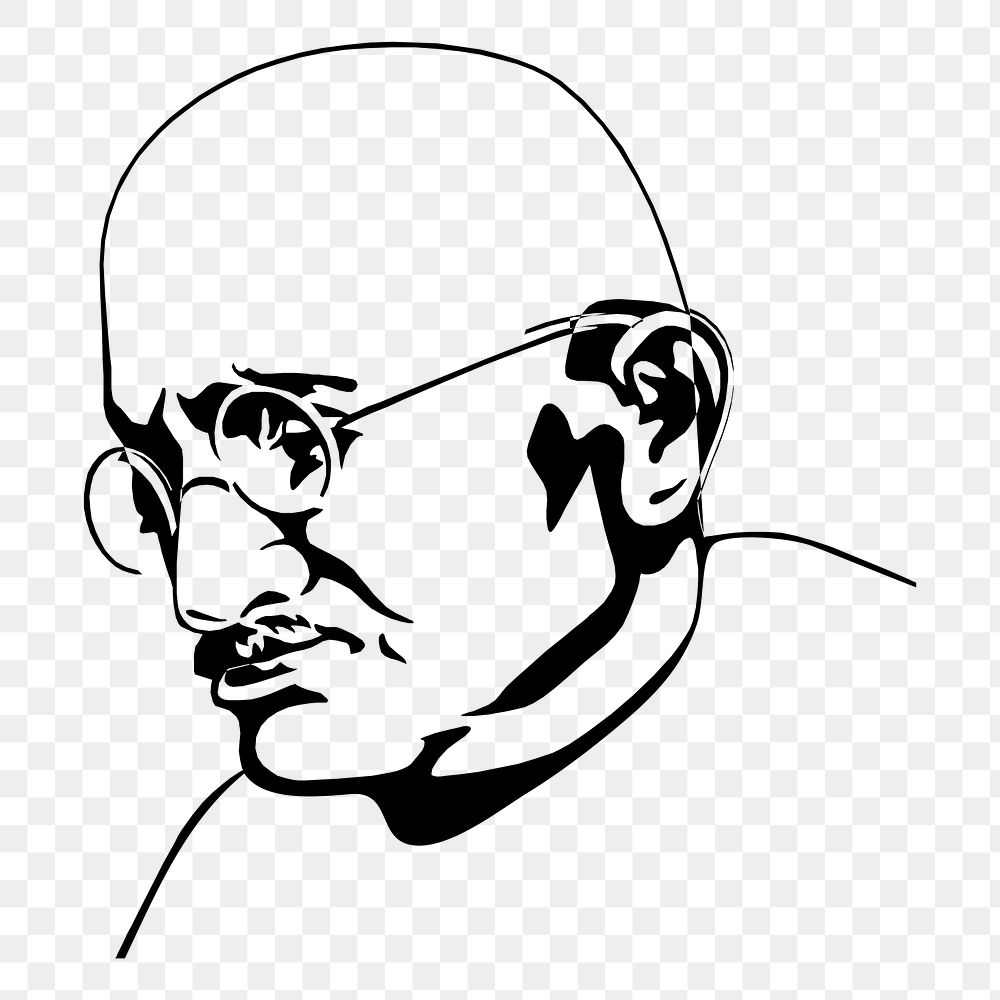 Mahatma Gandhi png sticker, independence movement leader portrait illustration on transparent background. Free public domain…