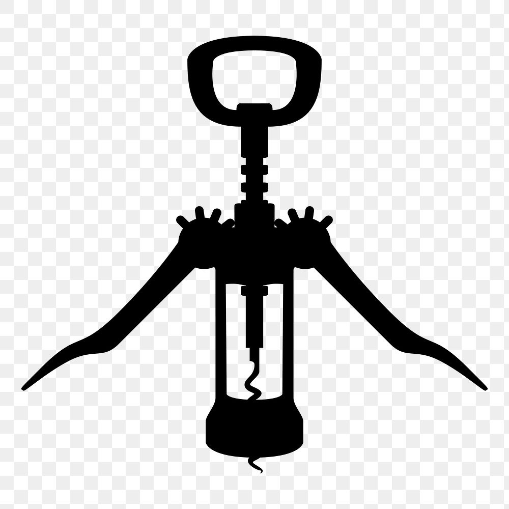 Wine opener silhouette png sticker object illustration, transparent background. Free public domain CC0 image.