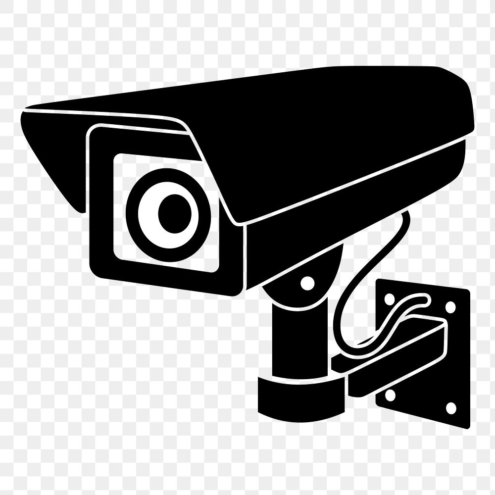 CCTV camera png silhouette sticker security illustration, transparent background. Free public domain CC0 image.