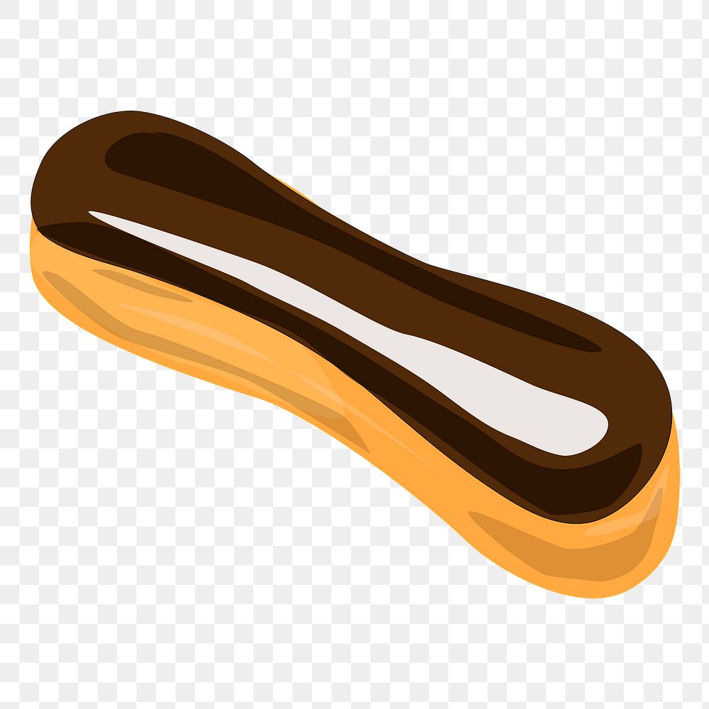 Eclair png sticker dessert illustration, transparent background. Free public domain CC0 image.